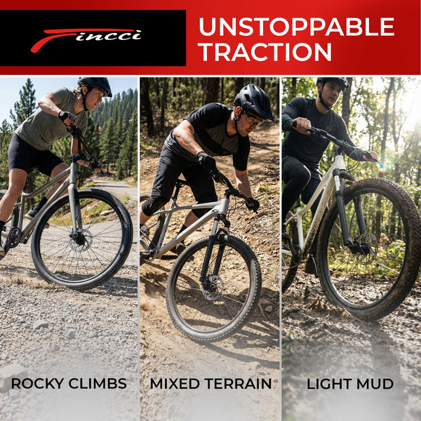 Fincci Foldable 26x2.10 Mountain Bike Tires - 26 Inch Bike Tires with 1mm Nylon Puncture Proof - Black Kevlar 26 Bike Tyre 60 TPI with Cross Country Profile for MTB, XC, Folding, Hybrid Bicycles