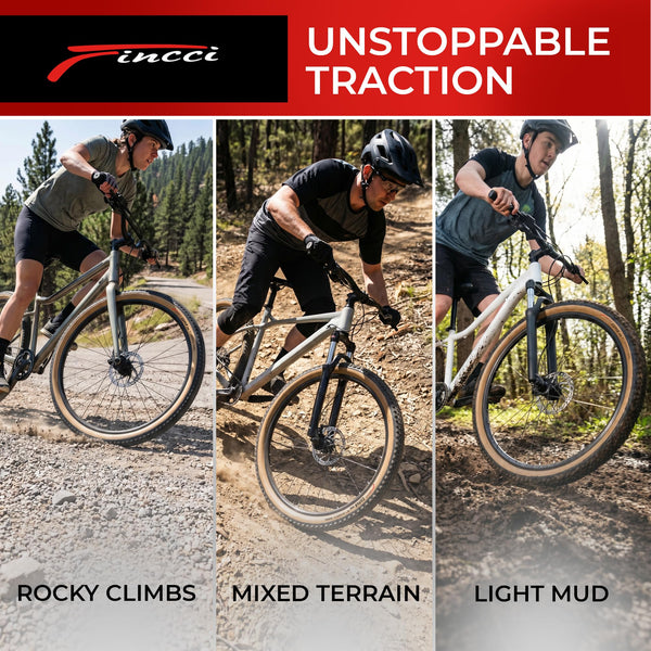 Fincci Foldable 26x2.10 Mountain Bike Tires - 26 Inch Bike Tires with 1mm Nylon Puncture Proof - Black Kevlar 26 Bike Tyre 60 TPI with Cross Country Profile for MTB, XC, Folding, Hybrid Bicycles