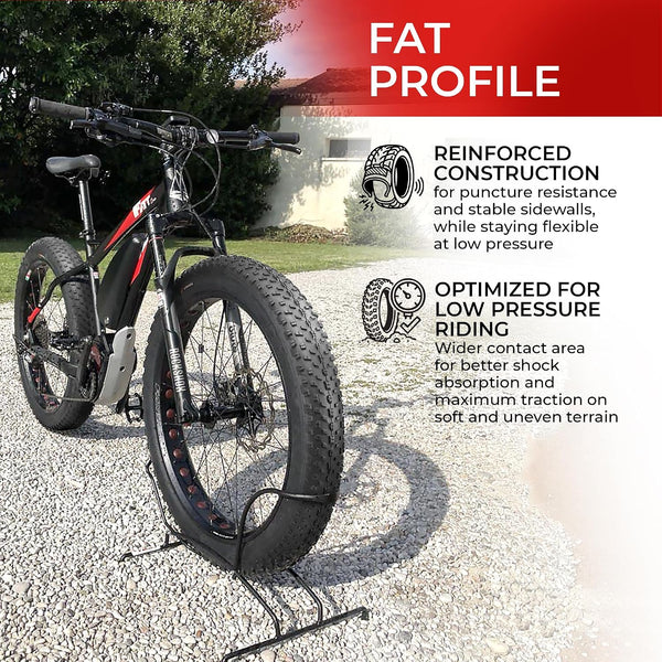 Fincci Pair 26x4.0 Fat Bike Tires - Foldable 26 inch Bike Tires with Nylon Antipuncture 3 mm 100-559, Fat Tire with Durable Tread Design for Mountain, Hybrid, Dirt, Street Tires for Ebike, 30 TPI