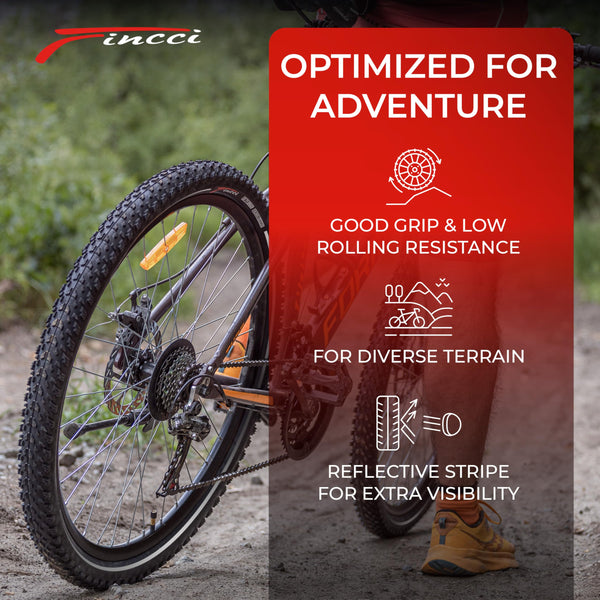 Fincci Durable 27.5 x 2.10 Mountain Bike Tires 54-584 - Kevlar Foldable 27.5 Bike Tire Oncamp for Cycle on MTB, Mud, Dirt, Offroad, XC Bicycle, E-Bikes - Lightweight Tyre 30 TPI