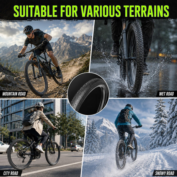 2 Pack Mountain Bike Tires, 24/26x1.95/2.125inch Folding Replacement Mountain Bicycle Tires and Tubes with 2 Inner Tubes & Levers, Puncture-Resistant & Wear-Resistant Bicycle Tires