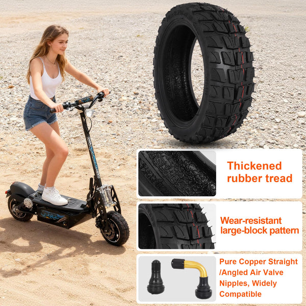 10x2.75-6.5 Scooter Off Road Tire, 10x2.70-6.5 Tubeless Tire for Speedway Dualtron Joyor Titan Segway Gotrax Mten3 Okai Beetle Hitway H5 Electric/Gas Scooter balance Scooter 10" OD Tubeless Tyre