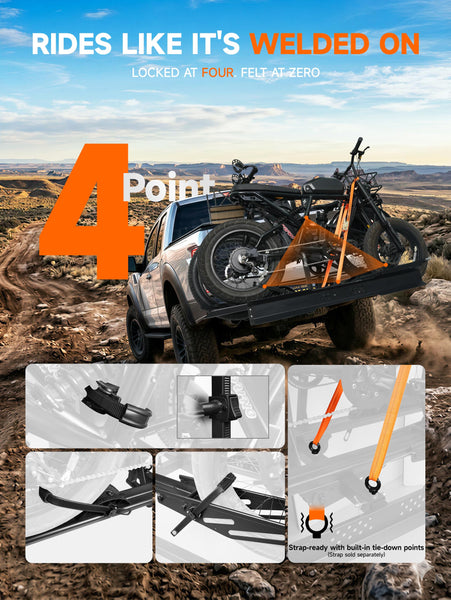 YOUNG ELECTRIC 200LBS EZ-FOLD Aluminum 2-Ebike Carrier with Ramp for Bikes and Electric Bike, Car SUV Truck Van RV and Trailer