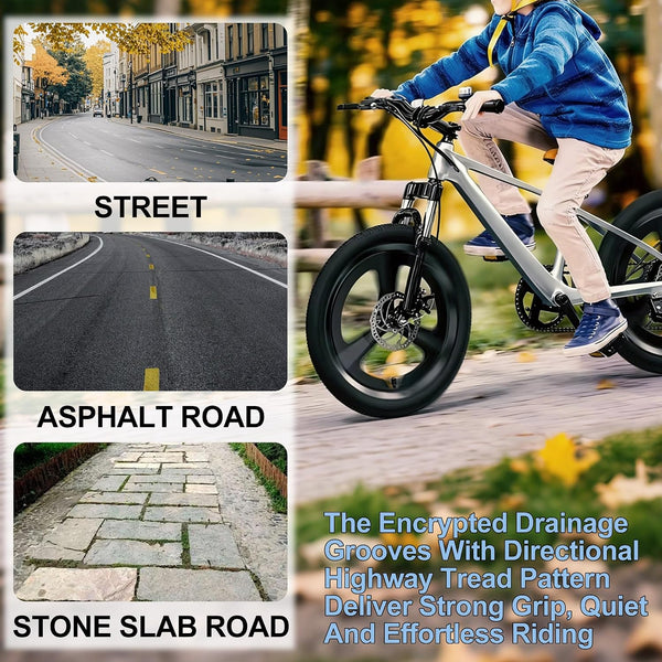 2Sets 20x1.75 White Bike Tires and Tubes, 20 Inch Bike Tire Puncture Resistant Folding Street Bike Tire Sets 47-406 Compatible with Road Street Bicycle E-Bike Wheelchair Low Resistance