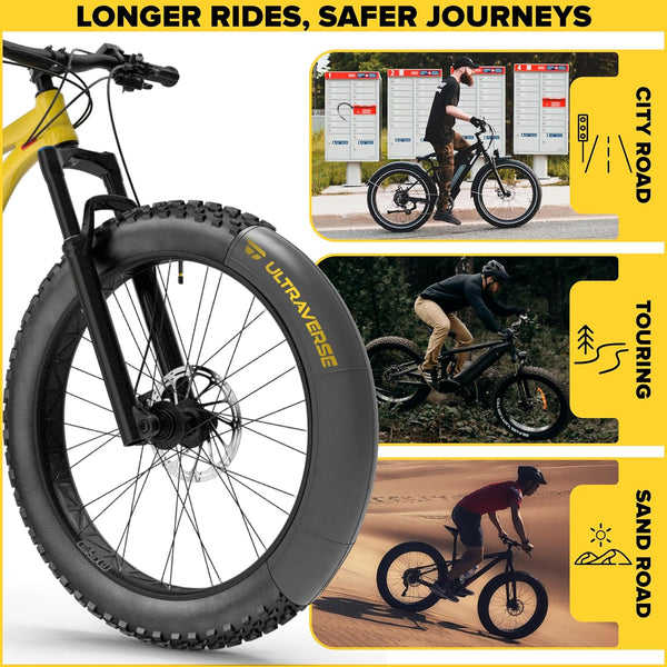Ultraverse 26 x 4.0 Inner Tube Set with Schrader Valve - Ideal for Mountain Bikes & E-Bikes with 26-Inch Fat Tires - Durable & Reliable Performance- 2 Pack with tire levers - TRIPPER ELECTRIC BIKES