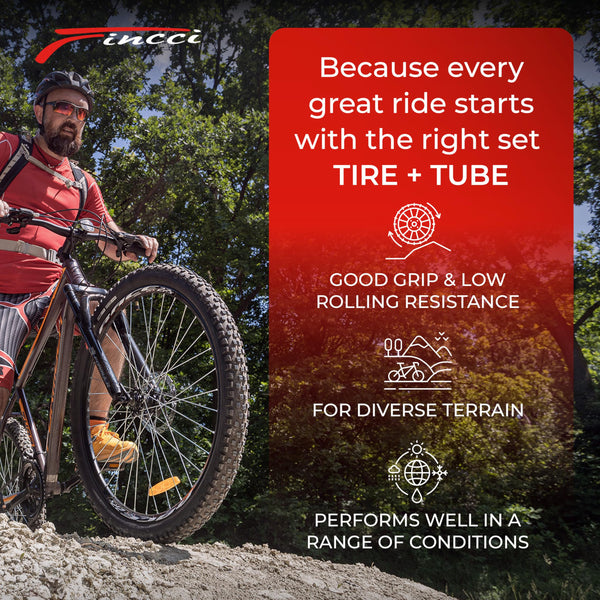 Fincci Set Foldable Kevlar 29x2.25 Mountain Bike Tire with Inner Tubes Schrader-Presta - 29 inch Bike Tire Maori 60 TPI with 1 mm Nylon Puncture Resistant for Electric, Enduro, MTB, XC Bicycle