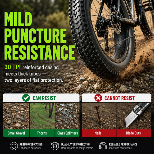 Fat Tire Electric Bike Tires 20/26x4.0 1/2-Pack All Terrain Puncture Proof Ebike Tires with Deep Tread, Wear-Resistant for Snow/Sand/Beach/Off-Road