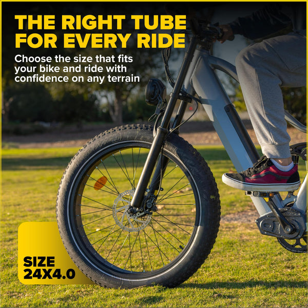 Ultraverse 20x4.0, 24x4.0, 26x4.0, 20x3.0, 26x3.0, 16x3.0, Inner Tube Set with Schrader Valve - Ideal for Mountain Bikes & E-Bikes with Fat Tires - Durable & Reliable 2 Pack with Tire Levers - TRIPPER ELECTRIC BIKES