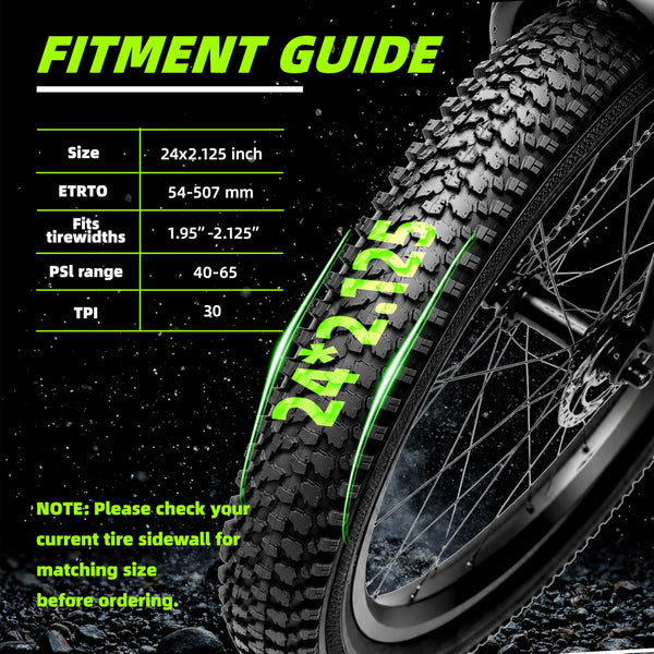 2 Pack Mountain Bike Tires, 24/26x1.95/2.125inch Folding Replacement Mountain Bicycle Tires and Tubes with 2 Inner Tubes & Levers, Puncture-Resistant & Wear-Resistant Bicycle Tires