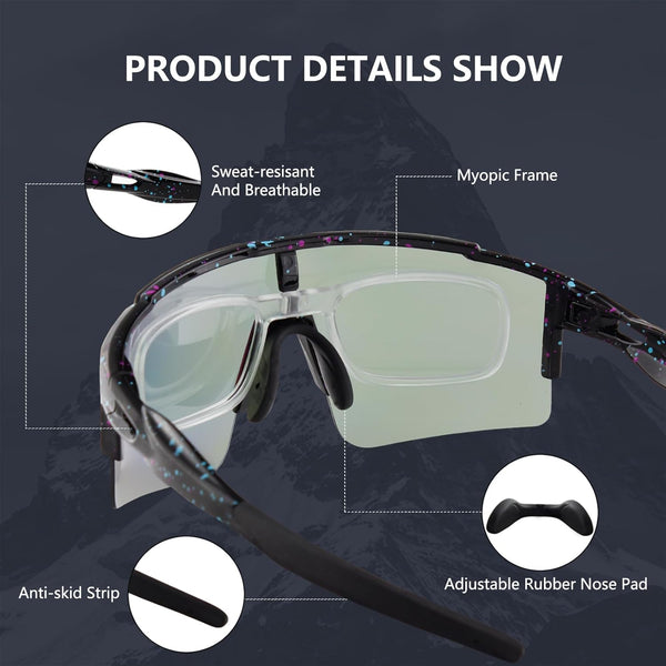 Cycling Sunglasses Polarized Sunglasses for Cycling Men Women with 1 Lens or 3 Interchangeable Lens Baseball Glasses