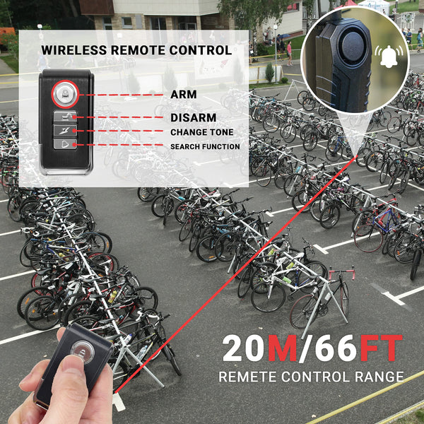 Himiway Bike Alarm Horn with Remote IP65 Waterproof Anti Theft Bicycle Alarm Wireless Security Vibration Motion Sensor Loud 113dB Adjustable Sensitivity for Bike, Motorcycle, Car, Scooter, Trailer - TRIPPER ELECTRIC BIKES
