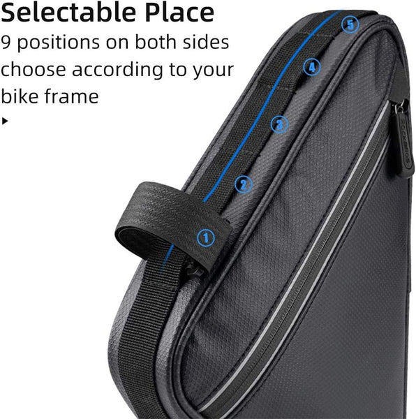 Bike Triangle Frame Bag, Bike Triangle Bag, with Two Side Pockets, 1.5L