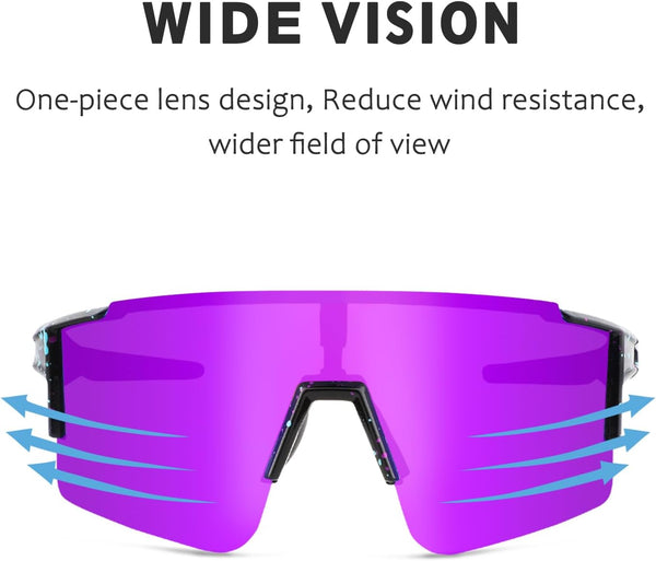 Cycling Sunglasses Polarized Sunglasses for Cycling Men Women with 1 Lens or 3 Interchangeable Lens Baseball Glasses