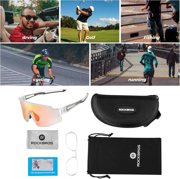 Photochromic Sports Sunglasses for Men Women Cycling UV Protection