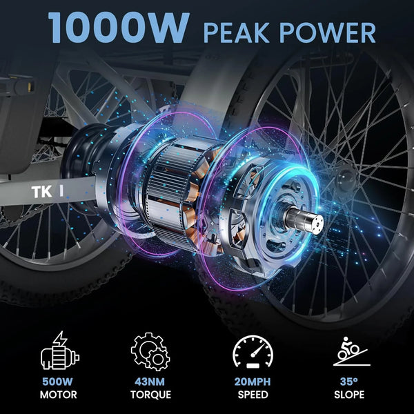20" Fat Tire Electric Tricycle for Adults W/Accessories Set, Foldable Electric Trike with Front & Rear Basket, 750W Motor 48V Removable Battery, 3 Wheel Electric Bicycle for Men Women