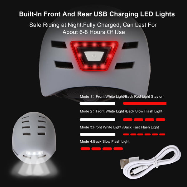 Bike Helmets for Adults - Front and Rear LED Lights - ROCKBROS - TRIPPER ELECTRIC BIKES