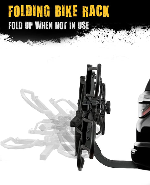 2 Bike Racks for Tow Hitch 180 Lbs Capacity for Bikes, Electric Ebikes, Fat Tire, Road Bikes and MTB, Tilting Folding E-Bike Rack for Car SUV Pickup Truck RV Camper - 2 Inch Receiver