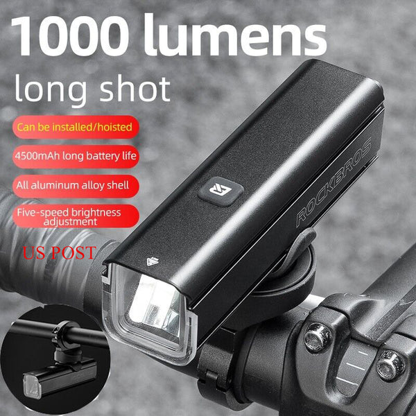 ROCKBROS 1000LM Bike Head Light USB Rechargeable Rainproof LED Cycling Headlight