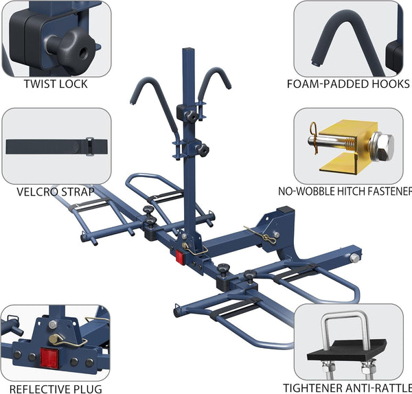 Bike Hitch Rack, Wobble Free Smart Tilting Bike Rack, Foldable 2-Bike Rack for Standard, Fat Tire and E-Bike, 2-Bike 180 Lbs Capacity, Fits 2-Inch Receiver