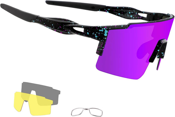 Cycling Sunglasses Polarized Sunglasses for Cycling Men Women with 1 Lens or 3 Interchangeable Lens Baseball Glasses