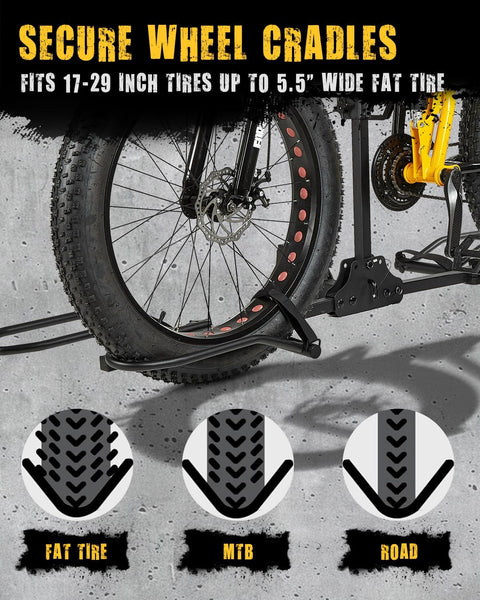 2 Bike Racks for Tow Hitch 180 Lbs Capacity for Bikes, Electric Ebikes, Fat Tire, Road Bikes and MTB, Tilting Folding E-Bike Rack for Car SUV Pickup Truck RV Camper - 2 Inch Receiver