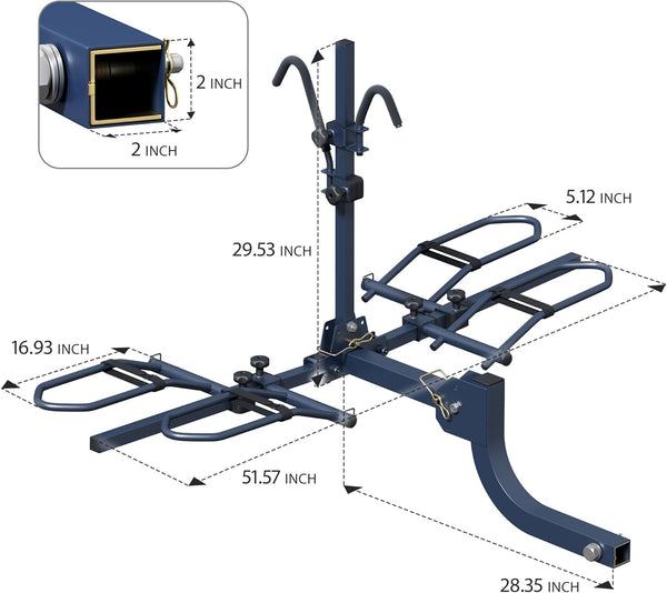 Bike Hitch Rack, Wobble Free Smart Tilting Bike Rack, Foldable 2-Bike Rack for Standard, Fat Tire and E-Bike, 2-Bike 180 Lbs Capacity, Fits 2-Inch Receiver